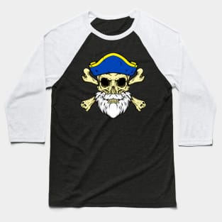 Pirate Captain - Skull with Beard Baseball T-Shirt